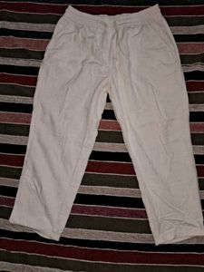 Cream Drawstring Waist Pants