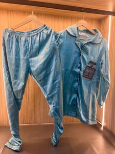 Satin Pajama Set - Blue