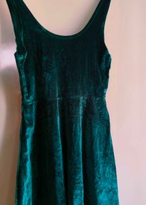 Emerald Crushed Velvet Skater Dress