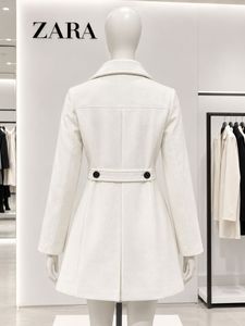 Zara White Double-Breasted Peacoat