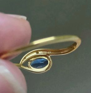 Oceanic Blue Stone Ring SS925 gold plated