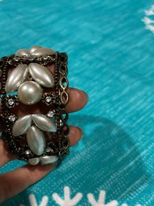Antique Artificial Bracelet With White Pearl Work