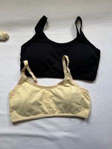 2 Pack Comfort Bras - Black & Beige
