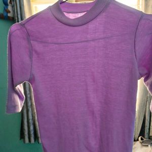 Lavender Ribbed Mock Neck Top