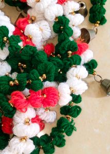 Handmade Woolen Door Toran with Bells.