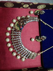 Elegant Pearl & Stone Necklace Set