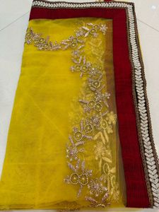 Elegant Yellow Embroidered Saree
