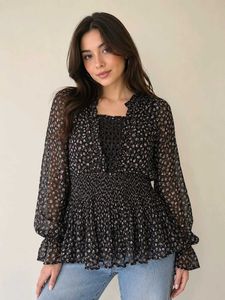 Boho Sheer Chiffon Floral Top with Lace Detail