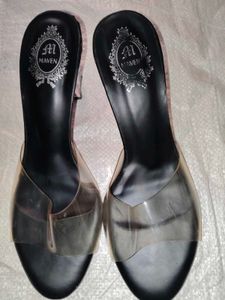 Maven Women’s Transparent Strap Heels – Black Eleg
