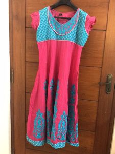 Pink Cotton Anarkali
