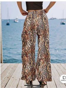 34 size Boho Wide Leg Animal Print Pants
