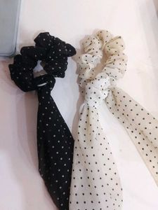 Polka Dot Hair Scrunchies with Scarves