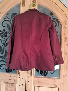 Burgundy Blazer with Trim Detail