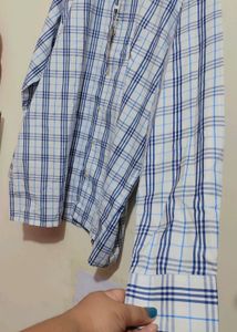 White Shirt Blue Lining Print Boy &amp; Men 48 Chest