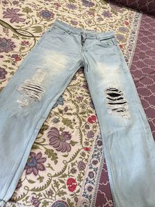 blue rough baggy jean