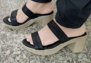 Stylish Black Wedge Sandals 3 inch heel