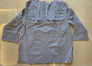 Monsoon Blue Striped Embroidered Top