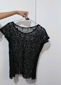 Black Crochet Style Top