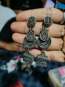Oxidized Jhumka Earrings
