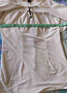 Women Off White Full Neck Top