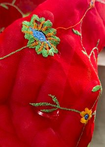 Red Embroidered dupatta