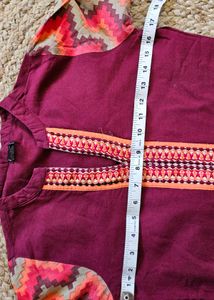 Maroon Embroidered Kurti