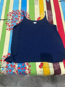 Chic Navy Blue Spaghetti Strap Top
