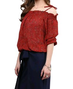 Chic Red Off-Shoulder Boho Top
