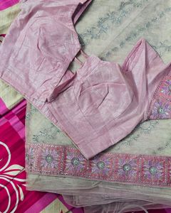 Sparkling Pink Blouse with Saree