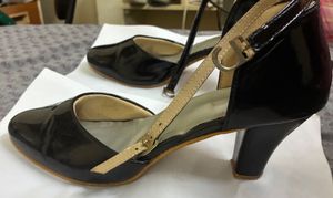 Classic Black Patent Heels with Ankle Strap