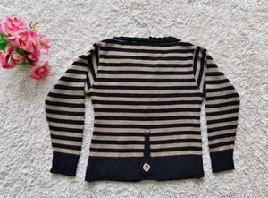 Striped Button-Down Cardigan