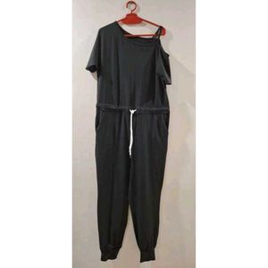Solid Black Relaxed Fit Jumpsuit