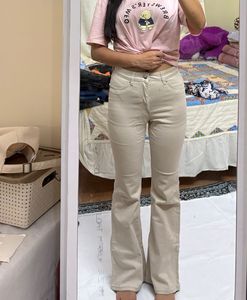 Women's Beige Flared Jeans