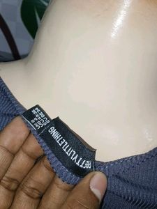 (100)Gray Long Sleeve Bodysuit