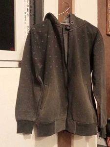 Gray Hooded Zip-Up Sweatshirt