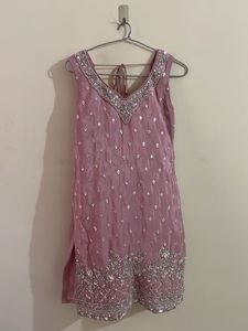 Pink Embellished Kurti Top