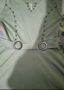 Chic Olive Green Dress with Ring Detail