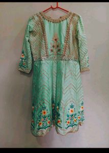 Embroidered Mint Green Kurta