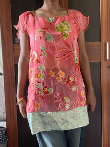 Beautiful Pink Floral Kurta