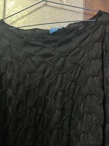 Black Textured Long Sleeve Top