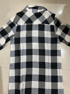Checked Black &amp; White Shirt Dress | Mini