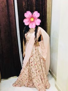 Stunning Floral Print Padded Dress with Drape