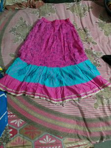 Vibrant Pink &amp; Blue Ethnic Skirt