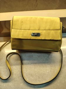 Yellow Suede Crossbody Bag