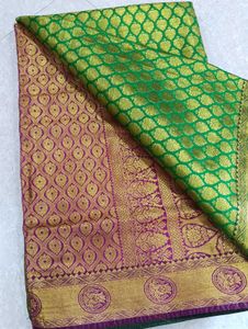 Green & Gold Brocade Silk Saree