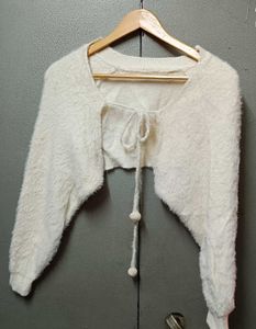 Cozy Fuzzy Off-white Shrug Bolero