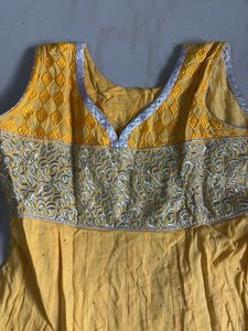 Vibrant Yellow Anarkali Suit with Dupatta
