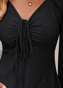 Revolt Black V - Neck Tie-Up Tunic