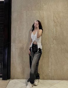 White Ruched Halter Neck Top