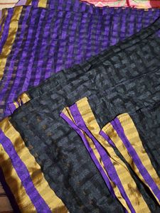 Combo of Elegant Purple & Black Saree